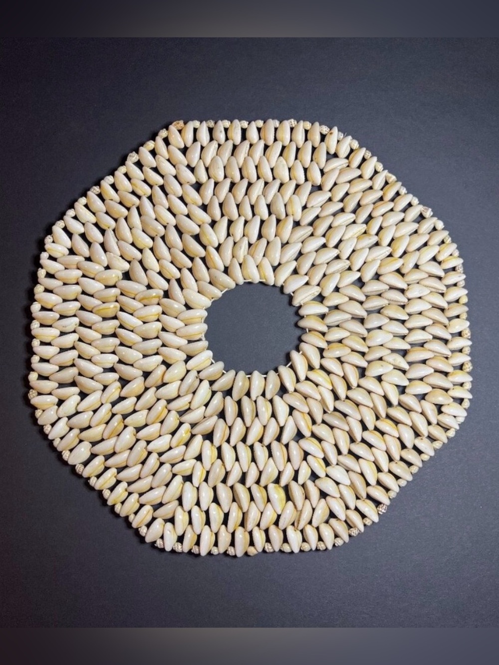 Vintage Boho Nautical Beach Chic Cowrie Seashell Table Hot Pad Trivet 10 x 10"